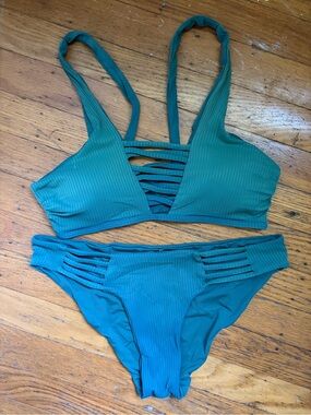 TiniBikini Ribbed Emerald Bikini Set